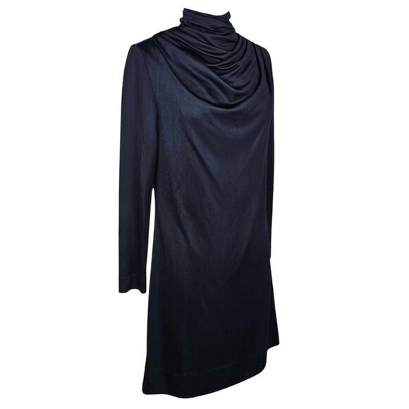 Lilli Diamond Vintage '60s Black Cowl Mock Neck Jerset Dress Size M - Picture 4 of 7